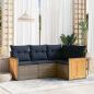Preview: ARDEBO.de - 4-teiliges Gartensofa-Set mit Kissen, grau, Polyrattan