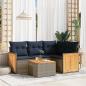 Preview: ARDEBO.de - 5-teiliges Gartensofa-Set mit Kissen, grau, Polyrattan
