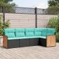 Preview: ARDEBO.de - 5-teiliges Gartensofa-Set mit Kissen, schwarzes Polyrattan