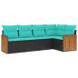 Preview: 5-teiliges Gartensofa-Set mit Kissen, schwarzes Polyrattan