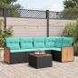 Preview: ARDEBO.de - 6-teiliges Gartensofa-Set mit Kissen, schwarzes Polyrattan