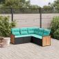 Preview: ARDEBO.de - 5-teiliges Gartensofa-Set mit Kissen, schwarzes Polyrattan