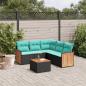 Preview: ARDEBO.de - 6-teiliges Gartensofa-Set mit Kissen, schwarzes Polyrattan