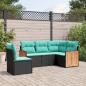 Preview: ARDEBO.de - 5-teiliges Gartensofa-Set mit Kissen, schwarzes Polyrattan