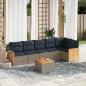 Preview: ARDEBO.de - 7-teiliges Gartensofa-Set mit Kissen, grau, Polyrattan