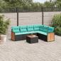 Preview: ARDEBO.de - 7-teiliges Gartensofa-Set mit Kissen, schwarzes Polyrattan
