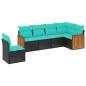 Preview: 6-teiliges Gartensofa-Set mit Kissen, schwarzes Polyrattan
