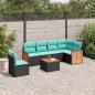 Preview: ARDEBO.de - 7-teiliges Gartensofa-Set mit Kissen, schwarzes Polyrattan