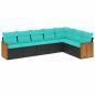 Preview: 7-teiliges Gartensofa-Set mit Kissen, schwarzes Polyrattan