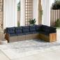 Preview: ARDEBO.de - 7-teiliges Gartensofa-Set mit Kissen, grau, Polyrattan