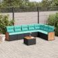 Preview: ARDEBO.de - 8-teiliges Gartensofa-Set mit Kissen, schwarzes Polyrattan