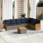 Preview: ARDEBO.de - 8-teiliges Gartensofa-Set mit Kissen, grau, Polyrattan