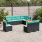 Preview: ARDEBO.de - 8-teiliges Gartensofa-Set mit Kissen, schwarzes Polyrattan