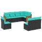 Preview: 8-teiliges Gartensofa-Set mit Kissen, schwarzes Polyrattan