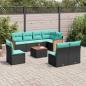 Preview: ARDEBO.de - 9-teiliges Gartensofa-Set mit Kissen, schwarzes Polyrattan