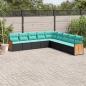 Preview: ARDEBO.de - 9-teiliges Gartensofa-Set mit Kissen, schwarzes Polyrattan