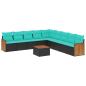 Preview: 10-teiliges Gartensofa-Set mit Kissen, schwarzes Polyrattan