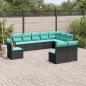 Preview: ARDEBO.de - 10-teiliges Gartensofa-Set mit Kissen, schwarzes Polyrattan