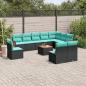 Preview: ARDEBO.de - 11-teiliges Gartensofa-Set mit Kissen, schwarzes Polyrattan