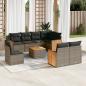 Preview: ARDEBO.de - 9-teiliges Gartensofa-Set mit Kissen, grau, Polyrattan