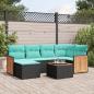 Preview: ARDEBO.de - 7-teiliges Gartensofa-Set mit Kissen, schwarzes Polyrattan