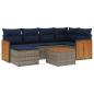 Preview: ARDEBO.de - 7-teiliges Gartensofa-Set mit Kissen, grau, Polyrattan