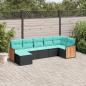 Preview: ARDEBO.de - 7-teiliges Gartensofa-Set mit Kissen, schwarzes Polyrattan