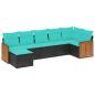 Preview: 7-teiliges Gartensofa-Set mit Kissen, schwarzes Polyrattan