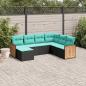 Preview: ARDEBO.de - 7-teiliges Gartensofa-Set mit Kissen, schwarzes Polyrattan