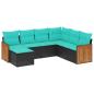 Preview: 7-teiliges Gartensofa-Set mit Kissen, schwarzes Polyrattan