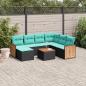 Preview: ARDEBO.de - 8-teiliges Gartensofa-Set mit Kissen, schwarzes Polyrattan