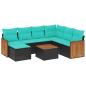 Preview: 8-teiliges Gartensofa-Set mit Kissen, schwarzes Polyrattan