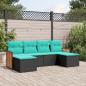 Preview: ARDEBO.de - 6-teiliges Gartensofa-Set mit Kissen, schwarzes Polyrattan