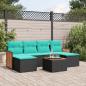 Preview: ARDEBO.de - 7-teiliges Gartensofa-Set mit Kissen, schwarzes Polyrattan
