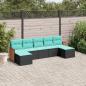 Preview: ARDEBO.de - 7-teiliges Gartensofa-Set mit Kissen, schwarzes Polyrattan
