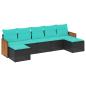 Preview: 7-teiliges Gartensofa-Set mit Kissen, schwarzes Polyrattan
