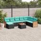 Preview: ARDEBO.de - 9-teiliges Gartensofa-Set mit Kissen, schwarzes Polyrattan