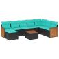 Preview: 9-teiliges Gartensofa-Set mit Kissen, schwarzes Polyrattan
