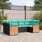 Preview: ARDEBO.de - 6-teiliges Gartensofa-Set mit Kissen, schwarzes Polyrattan