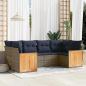 Preview: ARDEBO.de - 6-teiliges Gartensofa-Set mit Kissen, grau, Polyrattan