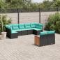 Preview: ARDEBO.de - 9-teiliges Gartensofa-Set mit Kissen, schwarzes Polyrattan