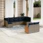 Preview: ARDEBO.de - 9-teiliges Gartensofa-Set mit Kissen, grau, Polyrattan