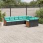 Preview: ARDEBO.de - 9-teiliges Gartensofa-Set mit Kissen, schwarzes Polyrattan