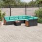Preview: ARDEBO.de - 10-teiliges Gartensofa-Set mit Kissen, schwarzes Polyrattan