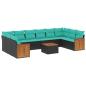 Preview: 11-teiliges Gartensofa-Set mit Kissen, schwarzes Polyrattan