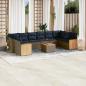 Preview: ARDEBO.de - 11-teiliges Gartensofa-Set mit Kissen, grau, Polyrattan