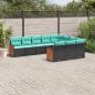 Preview: ARDEBO.de - 10-teiliges Gartensofa-Set mit Kissen, schwarzes Polyrattan