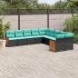 Preview: ARDEBO.de - 10-teiliges Gartensofa-Set mit Kissen, schwarzes Polyrattan