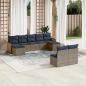 Preview: ARDEBO.de - 9-teiliges Gartensofa-Set mit Kissen, grau, Polyrattan