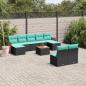 Preview: ARDEBO.de - 10-teiliges Gartensofa-Set mit Kissen, schwarzes Polyrattan